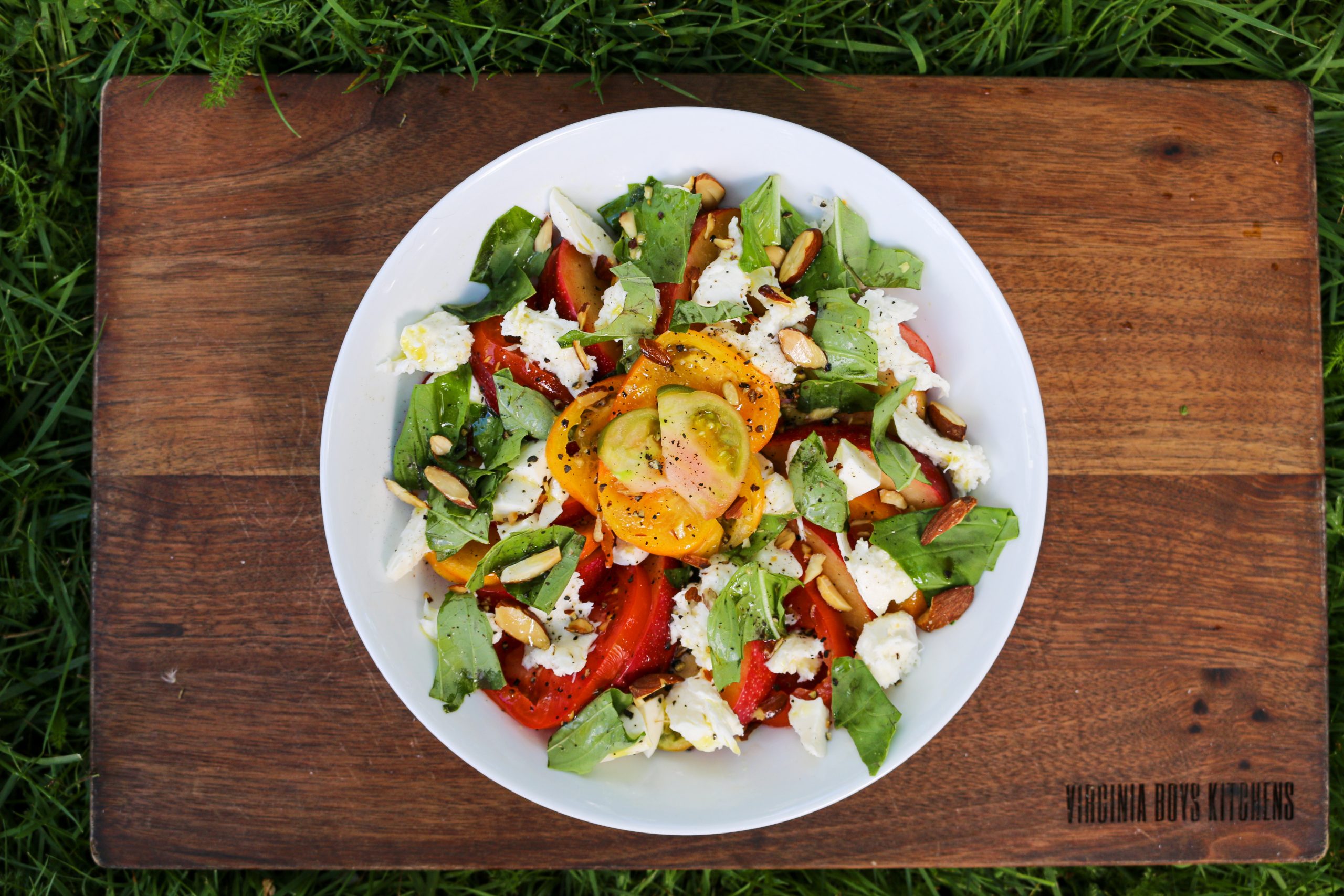 4-IMG_6938 A vibrant summer salad of heirloom tomatoes, juicy nectarines, and creamy burrata,