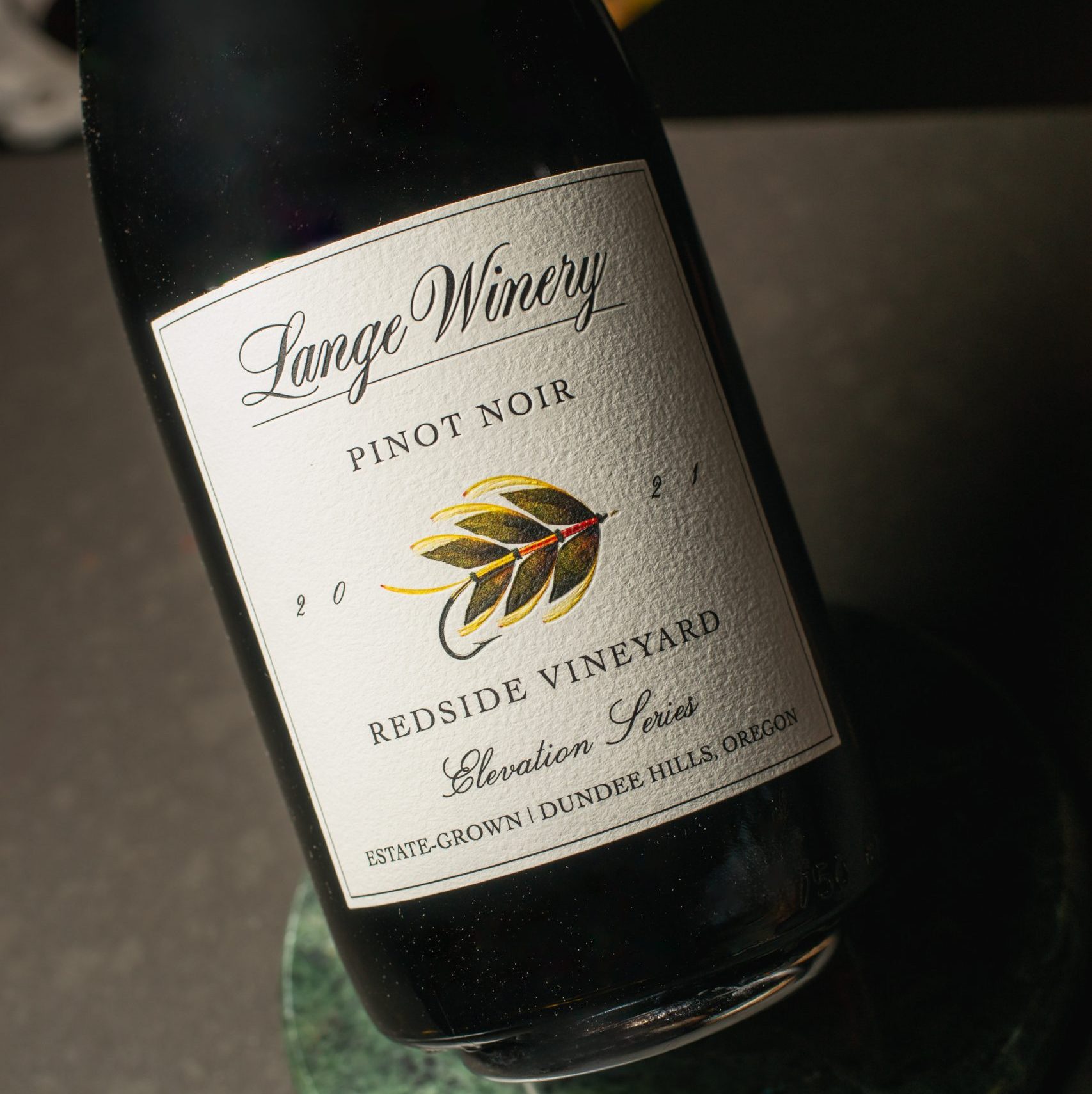 Lange Club-137 copy A bottle of Lange Redside Vineyard Pinot Noir, part of the club exclusive Estate Elevation Series.
